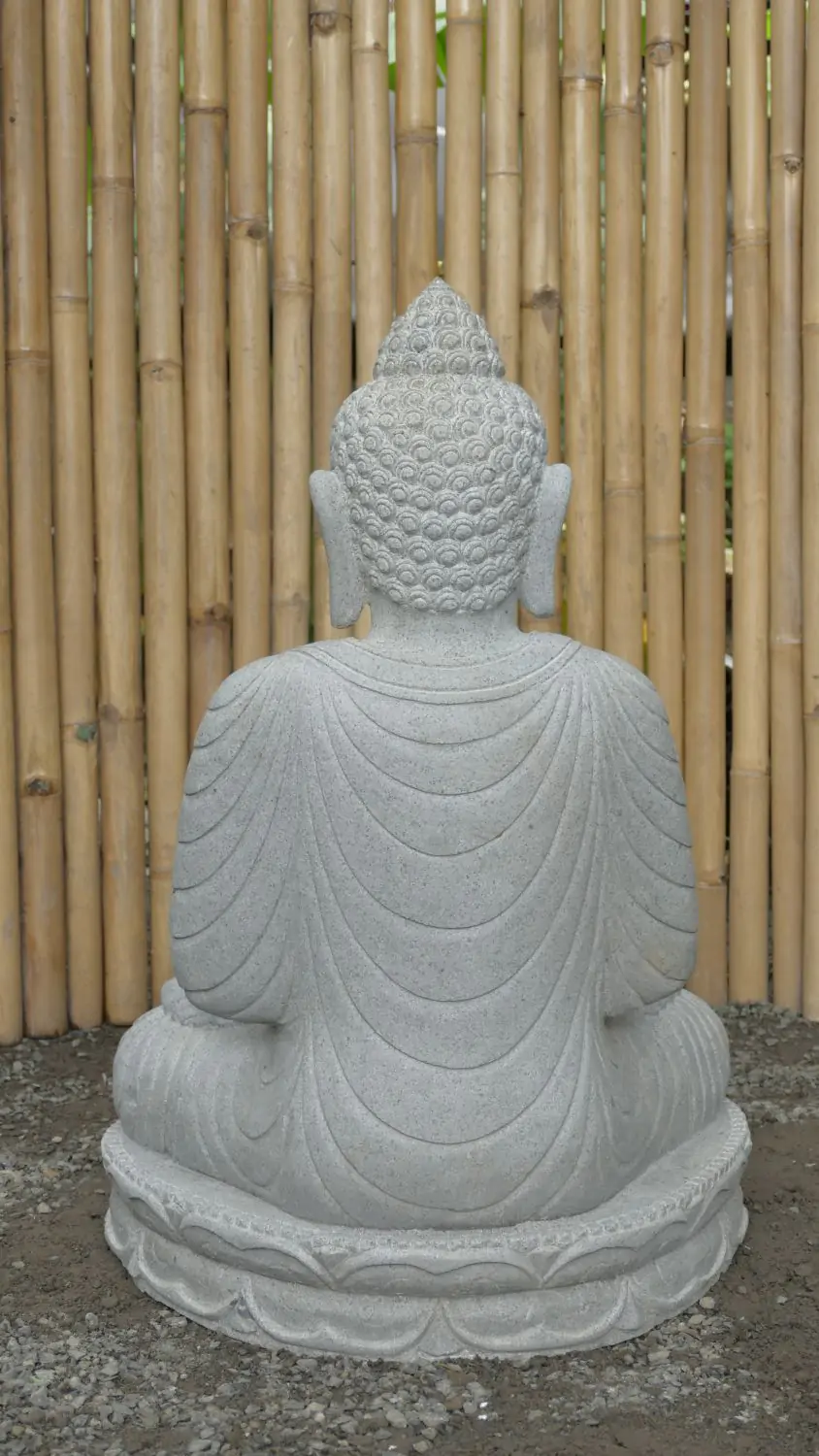  Product image 4 of the product “Seated Buddha made of Riverstone in Dharmachakra gesture of wheel of the teaching of the Dharma, H. 79cm. ”